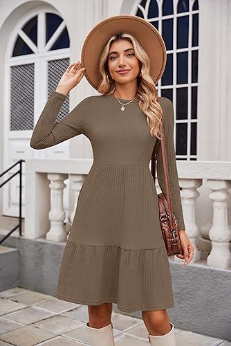 Damen Midikleid mit Rippstruktur und voluminösem Rock Drune