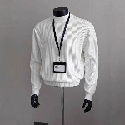 Herren Modischer Grobstrickpullover mit Stehkragen Drune
