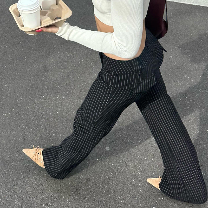 Damen elegante Schlaghose mit vertikalen Streifen Drune