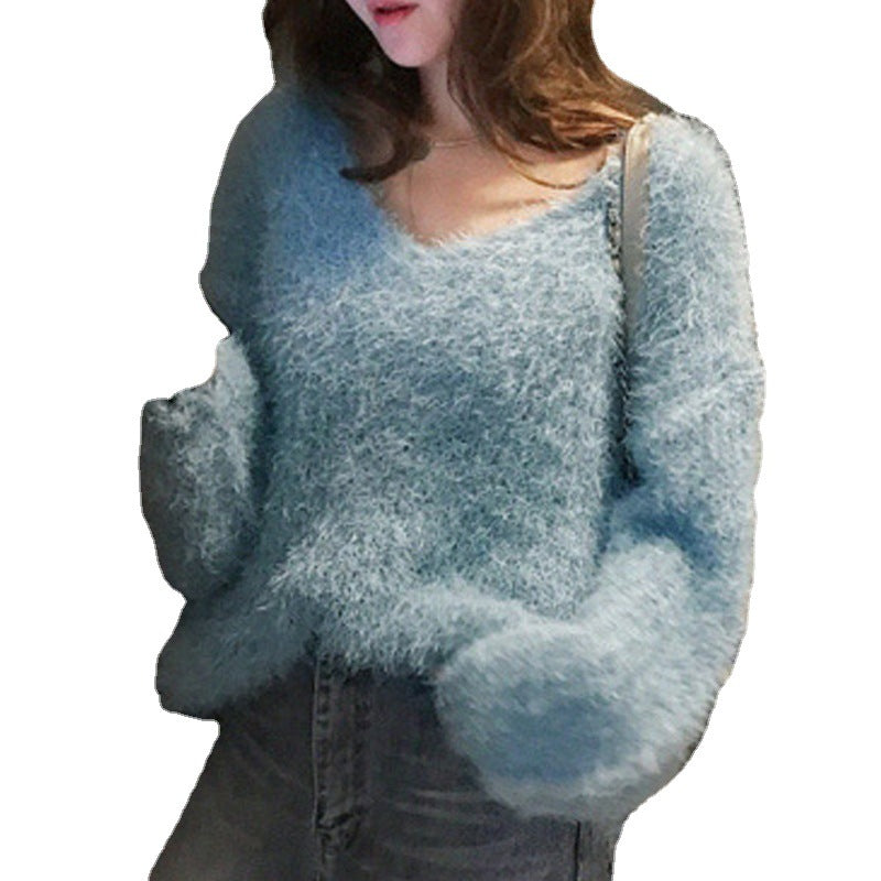 Damen Flauschiger Pulli Drune