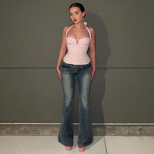 Damen Flared Jeans im klassischen Schnitt mit dekorativen Taschen Drune