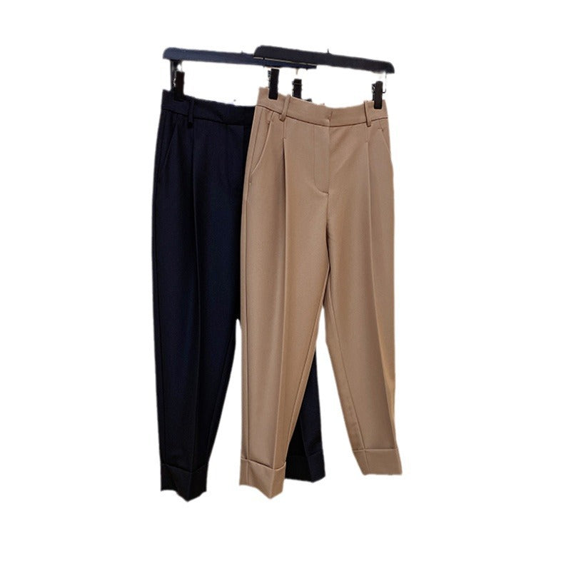 Damen Elegante und hoch taillierte Stoffhose mit breitem Bein Drune