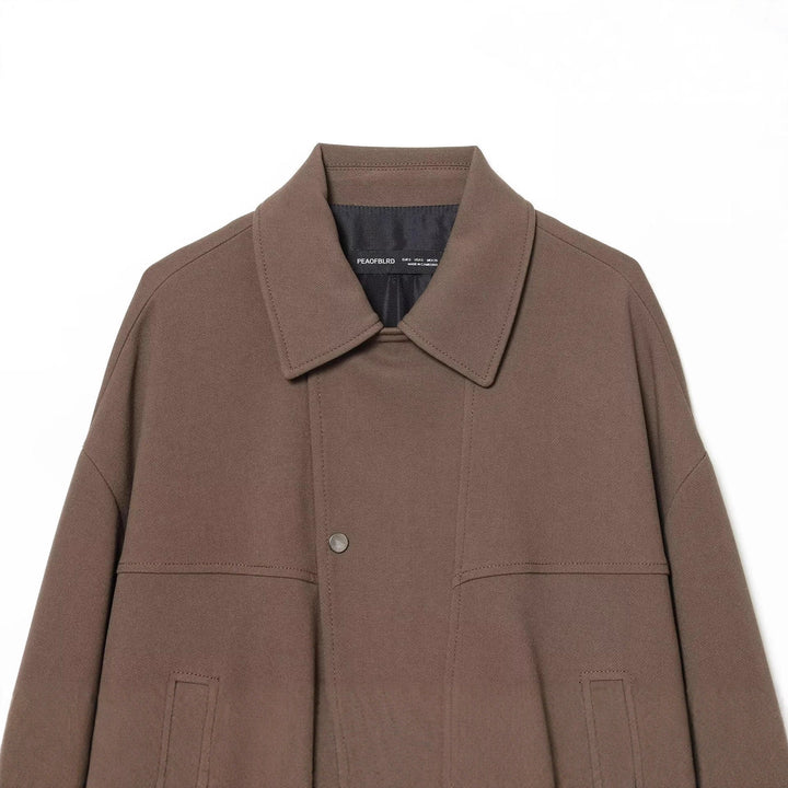 Damen nan oversized Sweatblouson mit Hemdkragen, Druckknopffront und taillennahem Kordelzug Drune