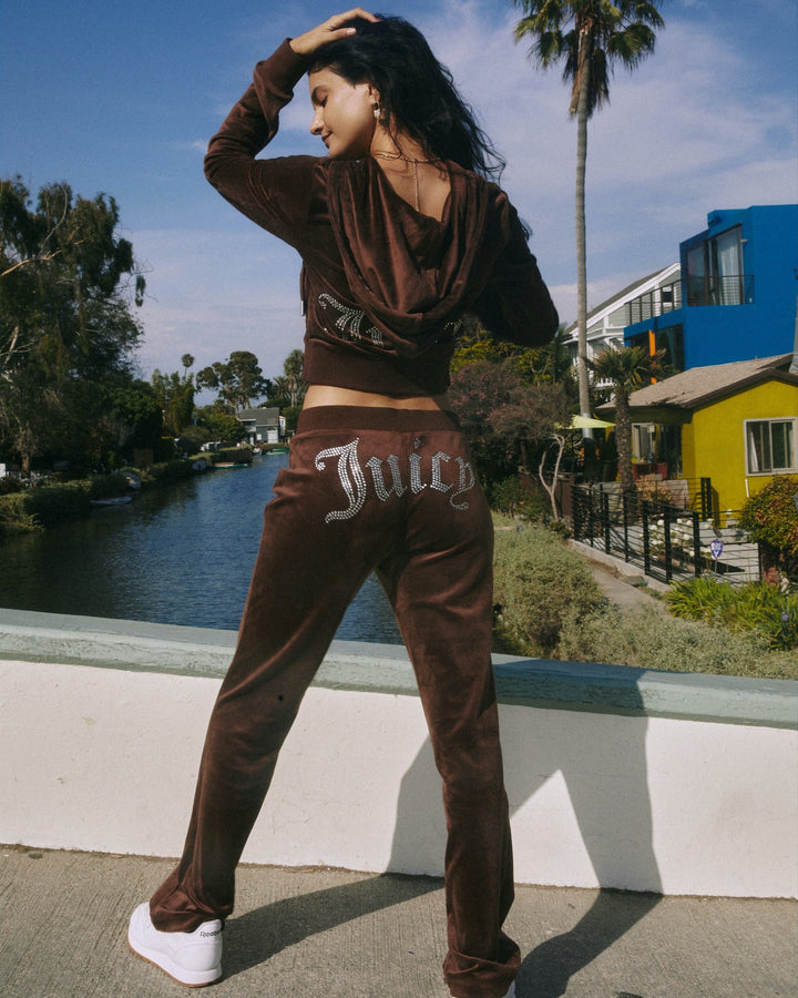 Damen modischer Velours-Jogginganzug mit Kapuze Drune