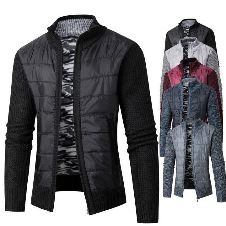 Herren Hybrid‑Strickjacke mit gesteppter Front und Stehkragen Drune