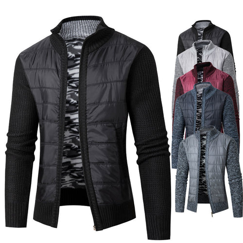 Herren Hybrid‑Strickjacke mit gesteppter Front und Stehkragen Drune