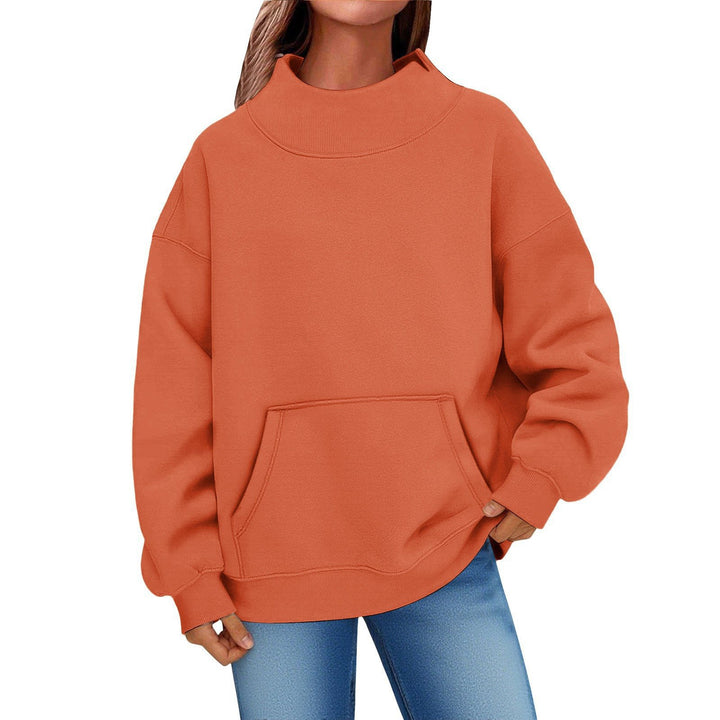 Damen Oversized Hoodie mit Stehkragen und Kängurutasche Drune