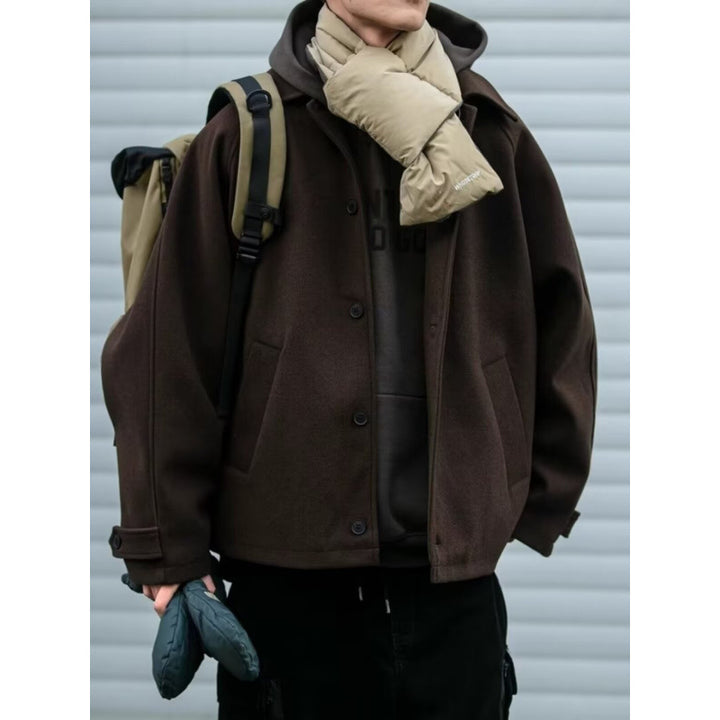 Herren modische Oversize-Jacke mit Knopfleiste und praktischen Taschen Drune