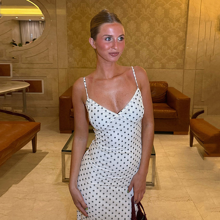 Damen Maxikleid mit seitlichem Schlitz und dekorativer Raffung Drune