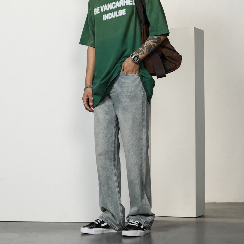Herren entspannte Bootcut-Jeans mit hohem Bund und lässigem Schnitt Drune