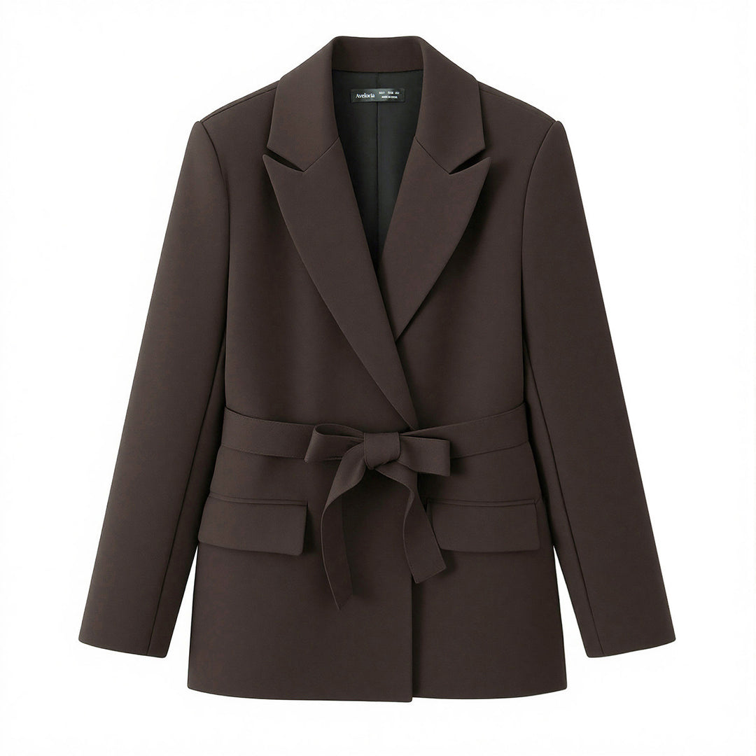 Damen nan tailliertes Blazer-und-Bundfaltenhose Zweiteiler mit Schalkragen und Bindegürtel Drune