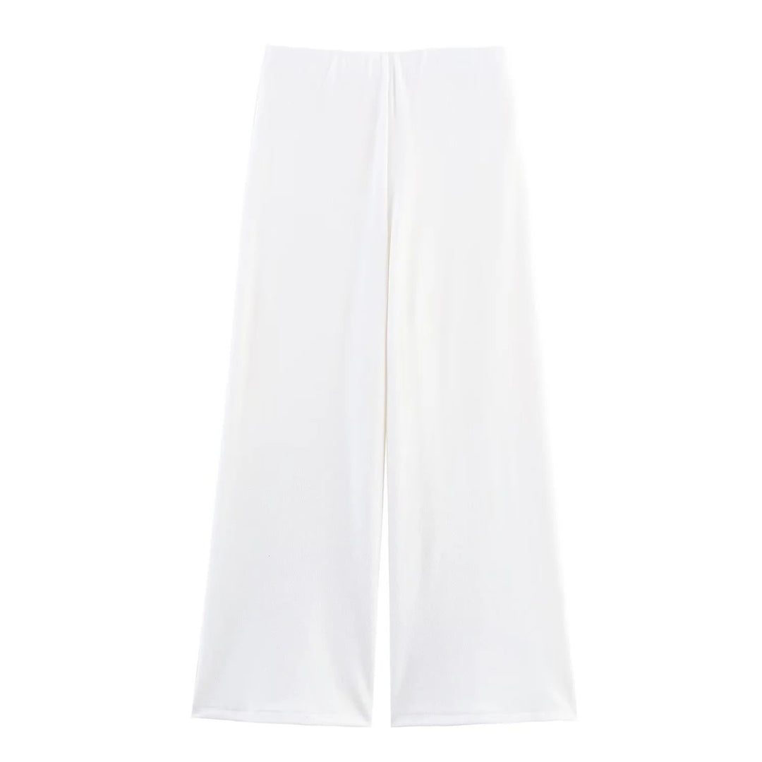 Damen 40+ weite Strickpalazzo‑Hose mit hoher Bundpassform und elastichem Komfortbund Drune
