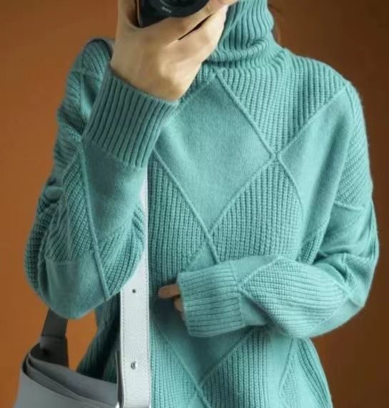 Damen kuscheliger Stehkragenpullover mit strukturiertem Strickmuster Drune