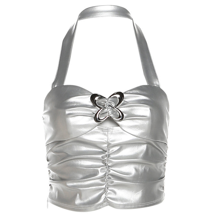 Damen Metallic Crop Top Drune