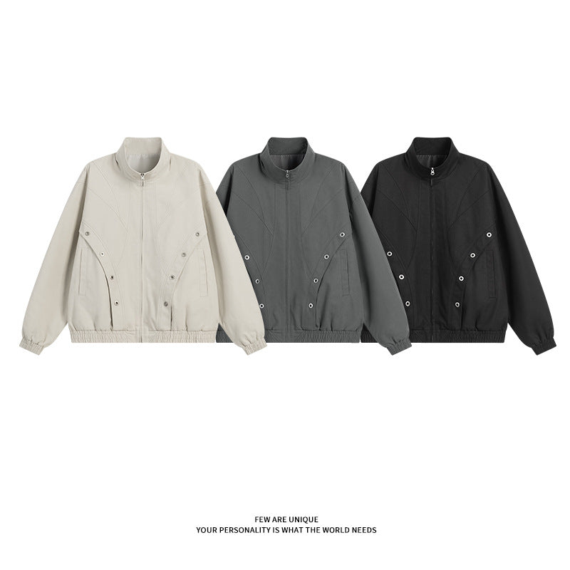 Damen modische Übergangsjacke mit hohem Kragen und praktischen Druckknopfdetails Drune