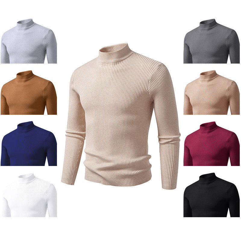 Herren eleganter Rollkragenpullover aus feinem Rippstrick Drune