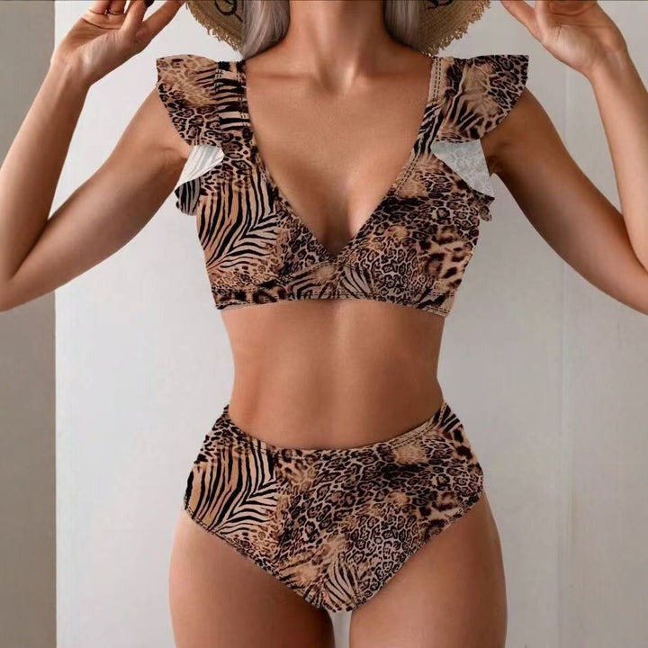 Damen Bikini-Set mit verspielten Rüschen und floralen Mustern Drune