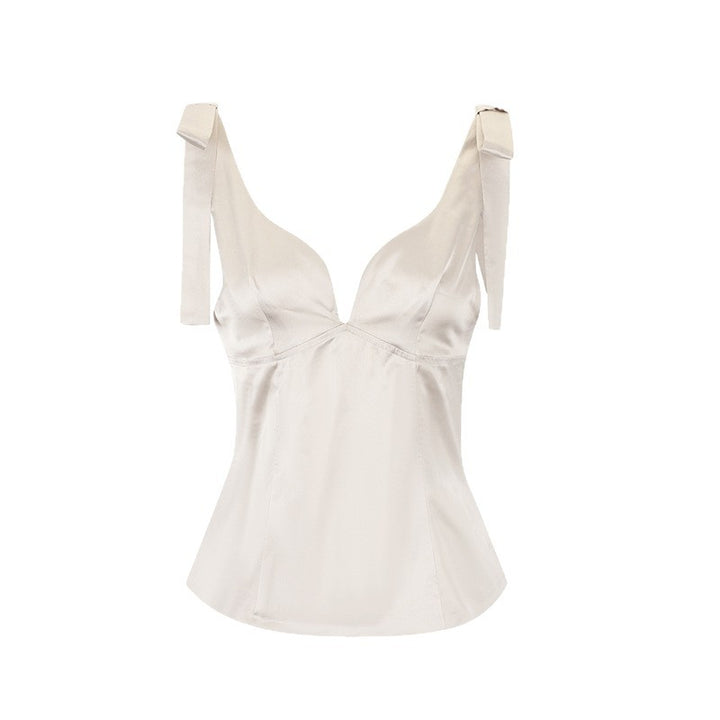 Damen elegantes Top mit verstellbaren Trägern und seidig-glänzendem Finish Drune