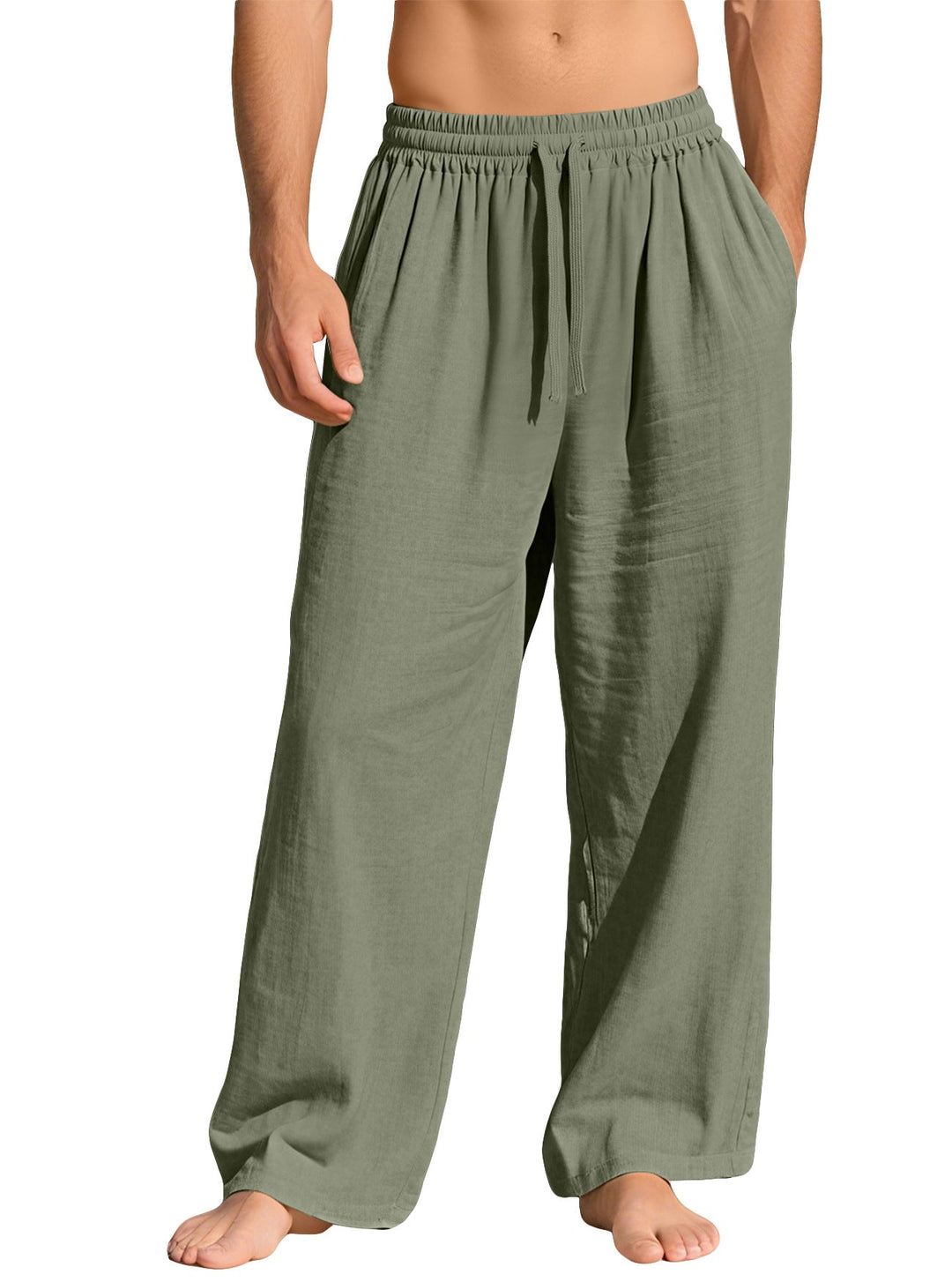 Herren nan leichte Leinen-Loungehose mit elastischem Bund und Seitentaschen Drune