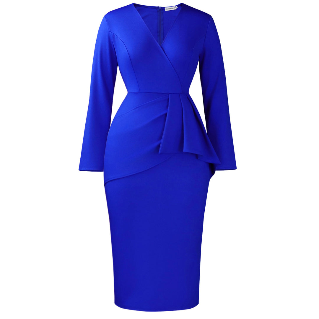 Damen Wickelkleid mit elegantem Schnitt und asymmetrischen Rüschen Drune