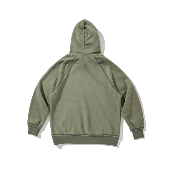 Unisex Oversize Kapuzenpullover mit Raglannähten, Kängurutasche und Vintage-Print Drune