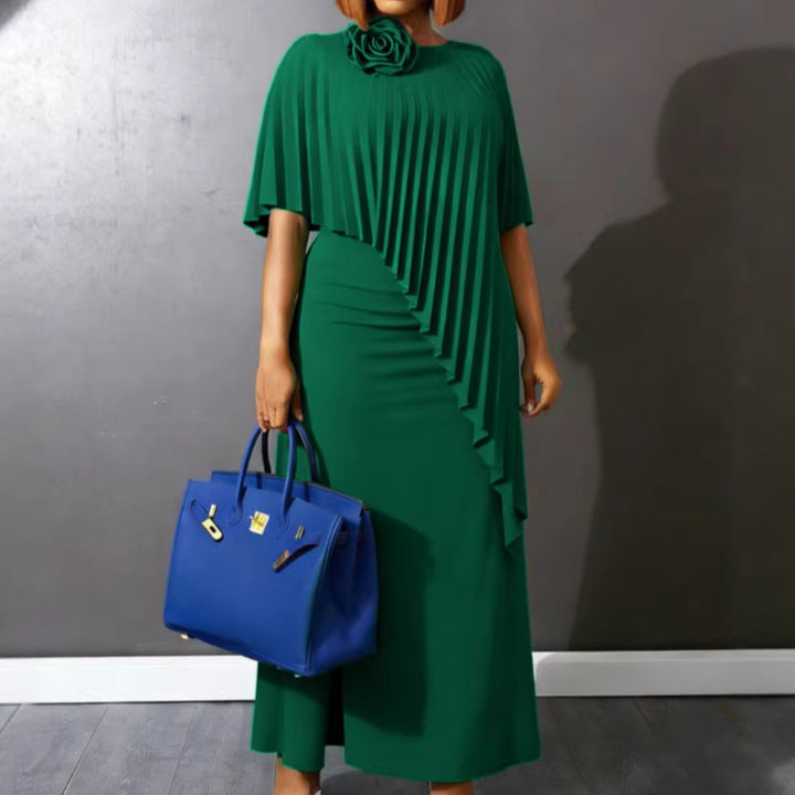 Damen ärmelloses Maxi-Kleid mit elegantem Faltenverlauf Drune
