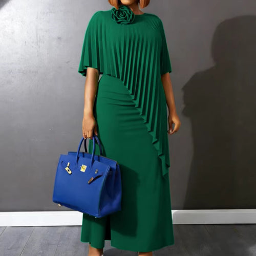 Damen ärmelloses Maxi-Kleid mit elegantem Faltenverlauf Drune