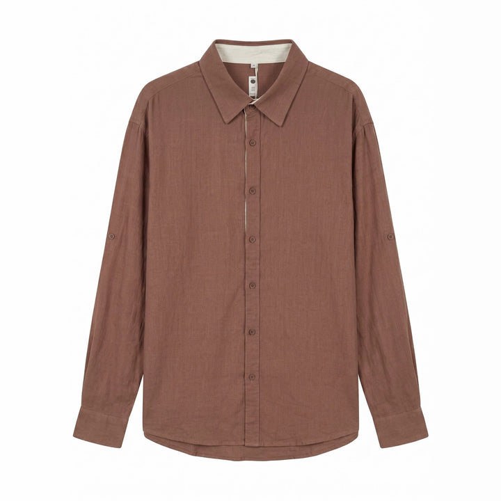 Unisex Leichtes Oversize‑Hemd in Leinenoptik mit Kentkragen und Ärmelsteg Drune