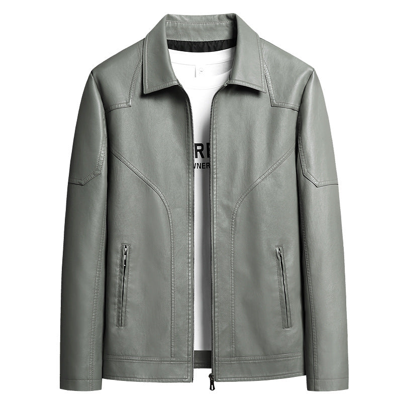 Herren Elegante Kunstlederjacke Drune