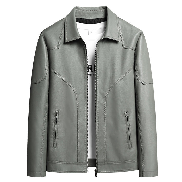 Herren Elegante Kunstlederjacke Drune