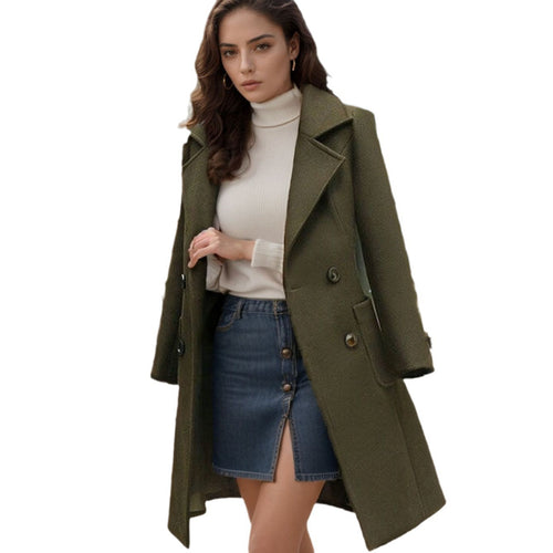 Damen Schlanker Wollmix-Mantel mit taillierter Silhouette und aufgesetzten Taschen Drune