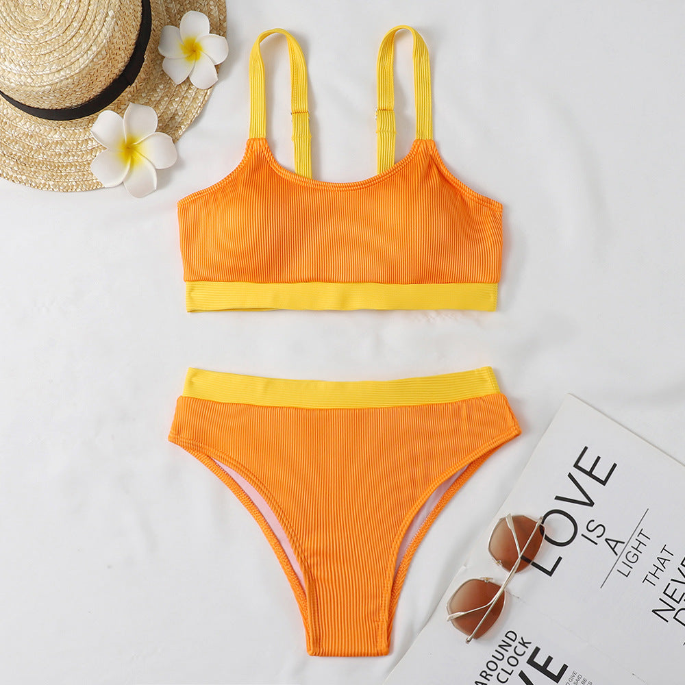 Damen Bikiniset mit raffiniertem Rippdesign und verstellbaren Trägern Drune