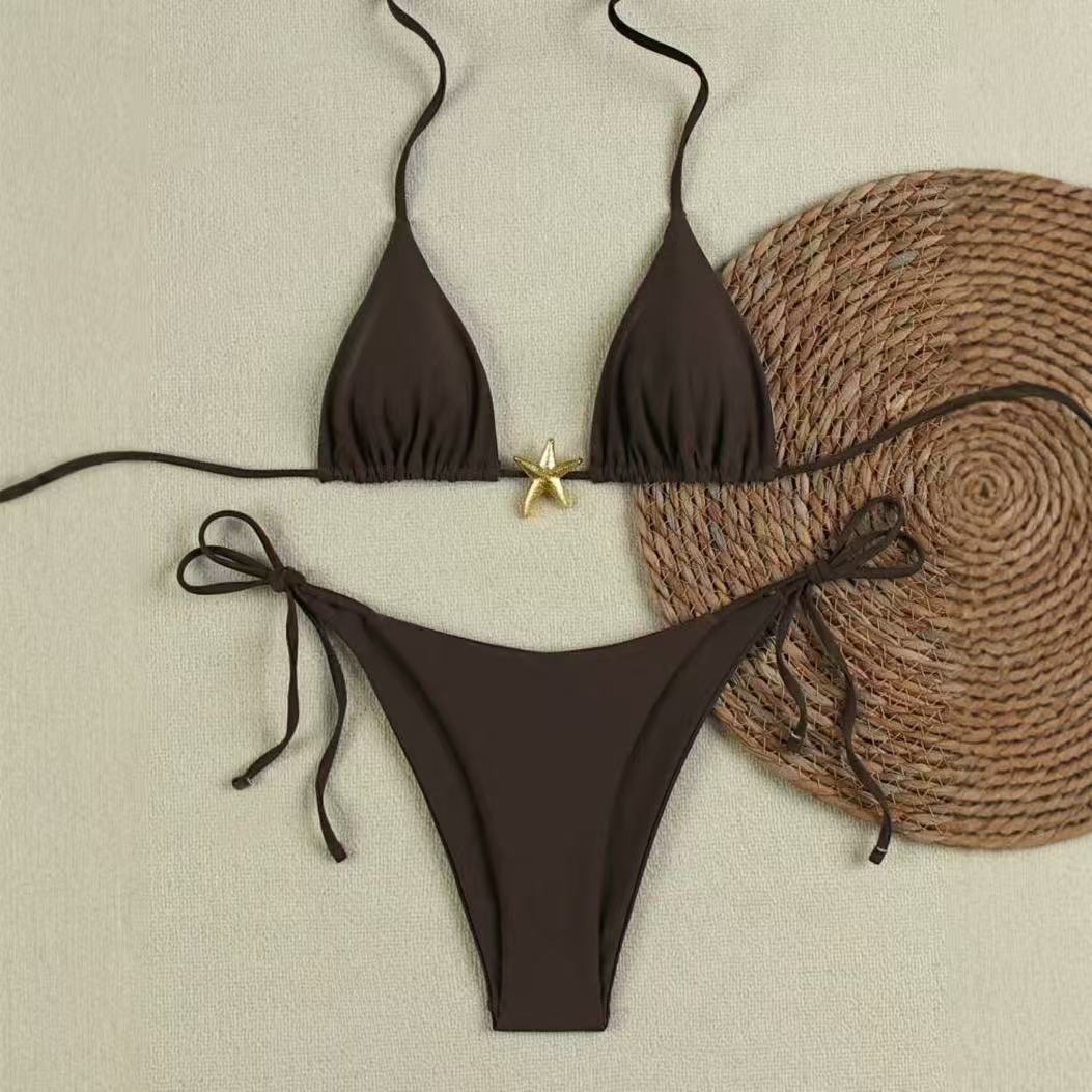 Damen Bikini-Set mit verstellbarem Triangel-Oberteil und hoher Taillenhose Drune