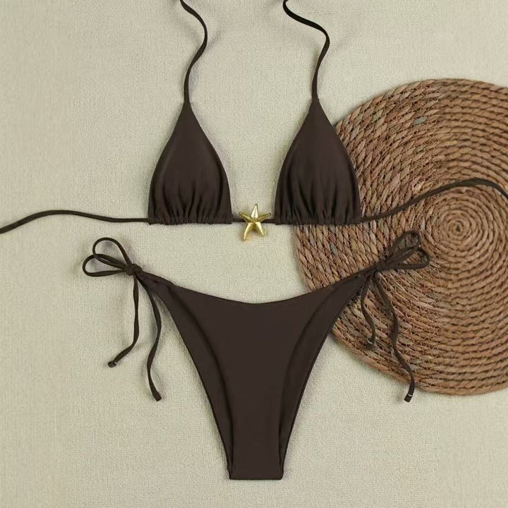 Damen Bikini-Set mit verstellbarem Triangel-Oberteil und hoher Taillenhose Drune