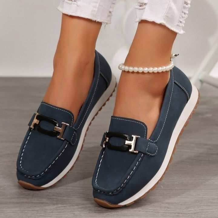 Damen Mokassin-Slipper mit Ziermetall-Bit und dämpfender Profilsohle Drune