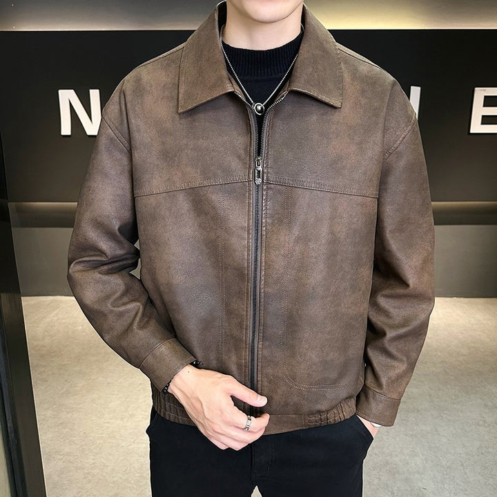 Herren Modische Jacke im Lederlook Drune
