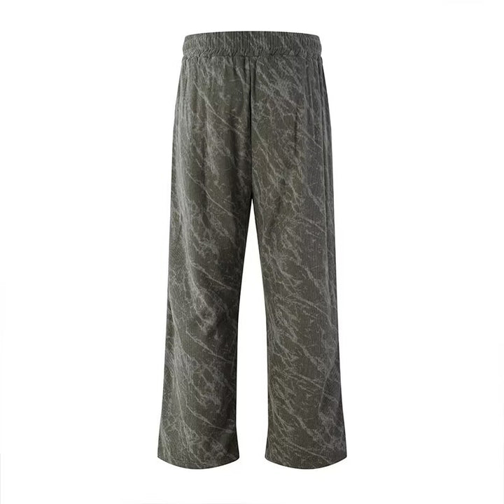 Herren Weite Cargo-Baggy-Hose mit Tunnelzugbund, Pattentaschen & technischem Marble-Print Drune