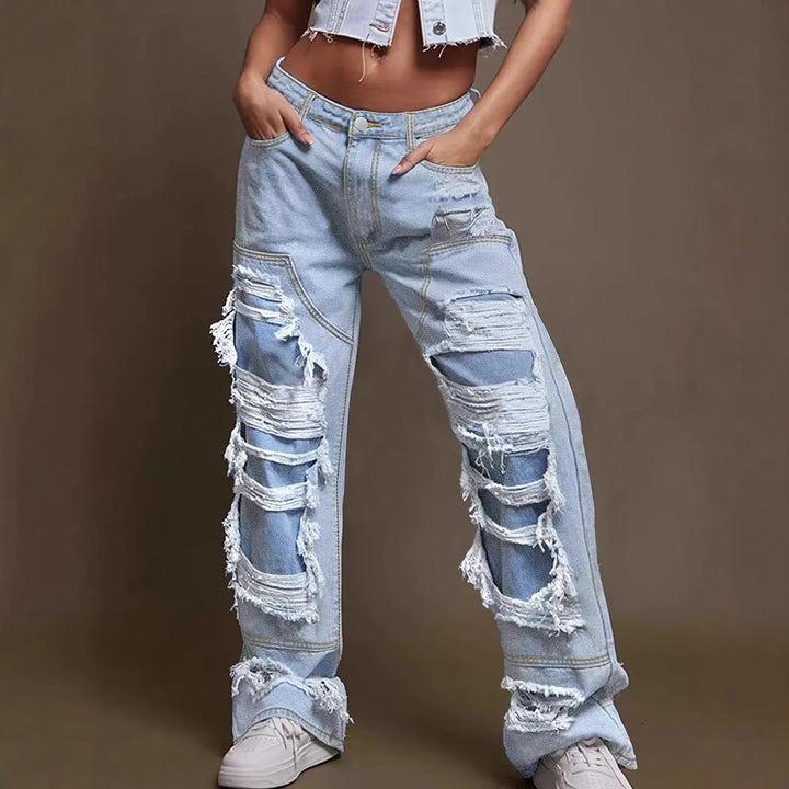 Damen Vintage Destroyed Jeans im lässigen Schnitt Drune