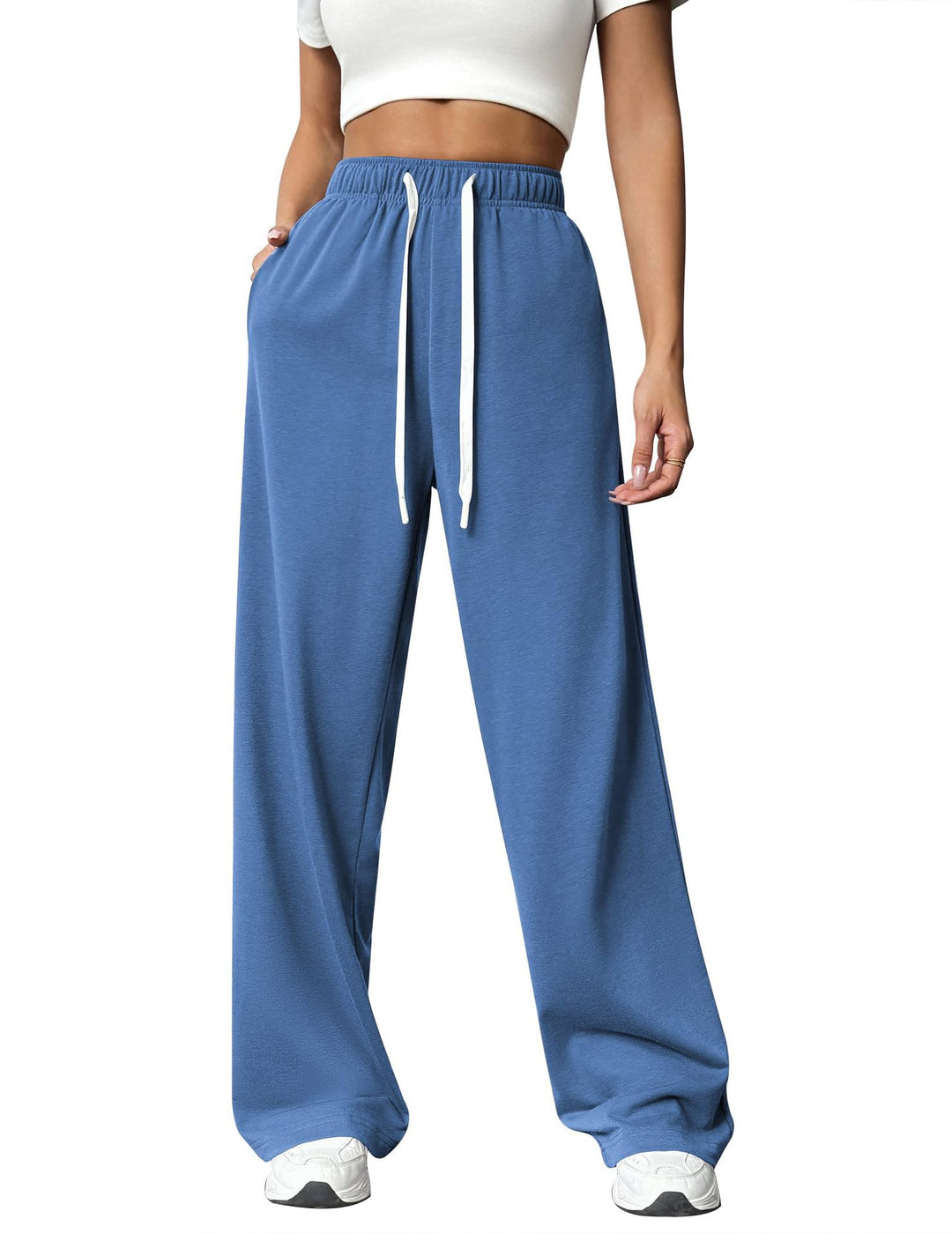 Damen lose Jogginghose mit elastischem Bund und Seitentaschen Drune