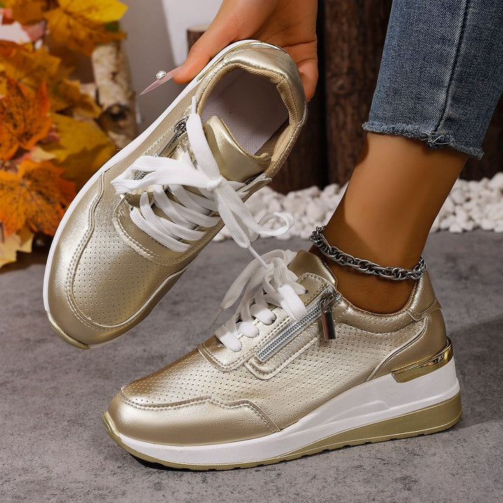 Damen Sneaker mit atmungsaktivem Obermaterial und seitlichem Reißverschluss Drune