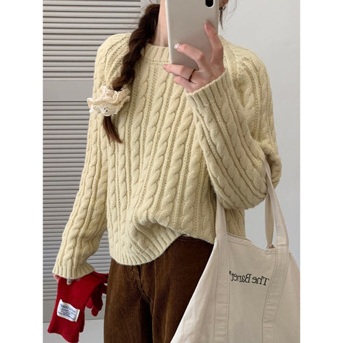 Damen Grobstrickpullover mit modernen Wendepunkten und lässigem Schnitt Drune