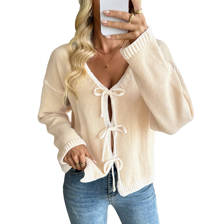 Damen Lässiger Strickcardigan mit Schnüroptik Drune