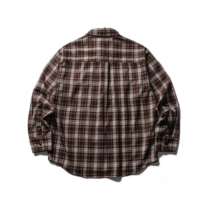 Herren Boxy-Flanell-Überhemd mit Karomuster, durchgehender Knopfleiste und gerundetem Saum Drune