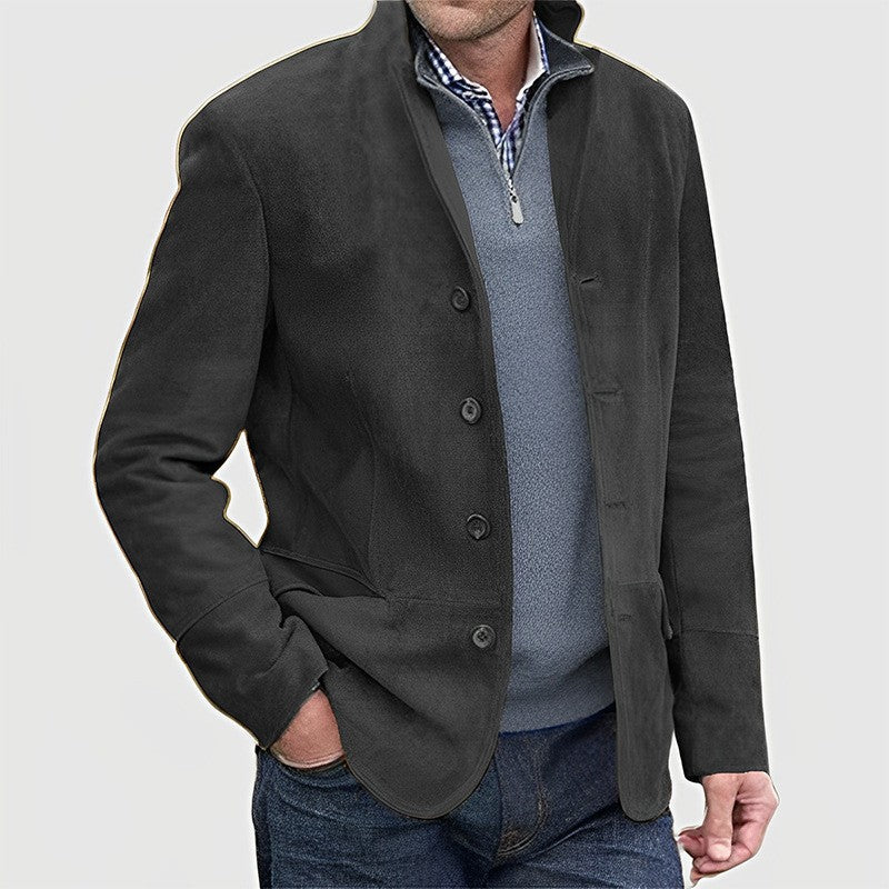 Herren Sakkojacke aus Wildlederoptik mit Stehkragen Drune