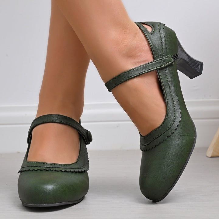 Damen Absatzschuhe mit verstellbarem Riemen und eleganter Schnalle Drune