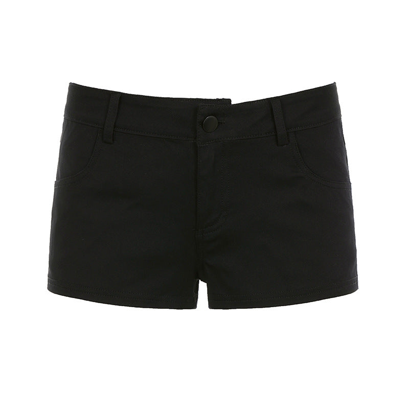 Damen trendige Shorts mit hohem Bund und elastischem Material Drune