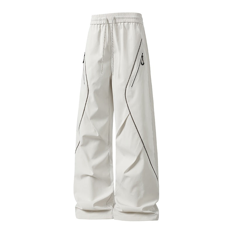 Herren Weite Utility-Jogginghose aus Funktionsnylon mit Kordelzug, Reißverschlusstaschen & kontrastierenden Nahtleisten Drune