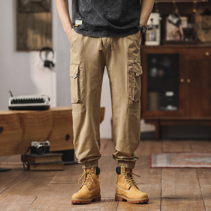 Herren Locker geschnittene Cargo-Jogginghose mit elastischem Bund und Mehrfach-Taschen Drune
