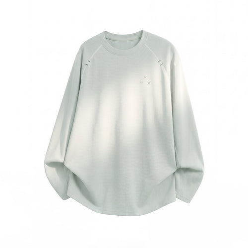 Unisex Oversize Rundhals-Sweatshirt mit Waffelstruktur und geschwungener Saum Drune