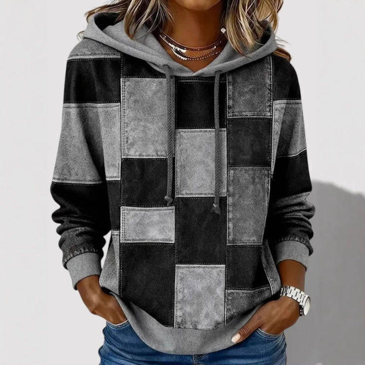 Damen Modischer Kapuzenpullover mit Patchwork-Design